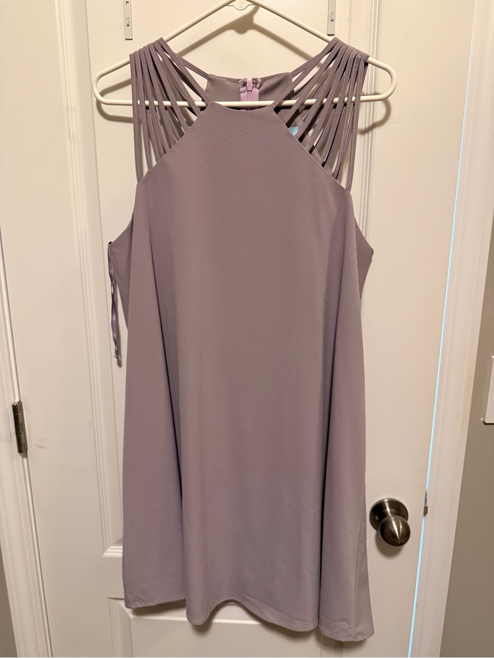 She + Sky Mauve Strappy Halter Mini Dress
